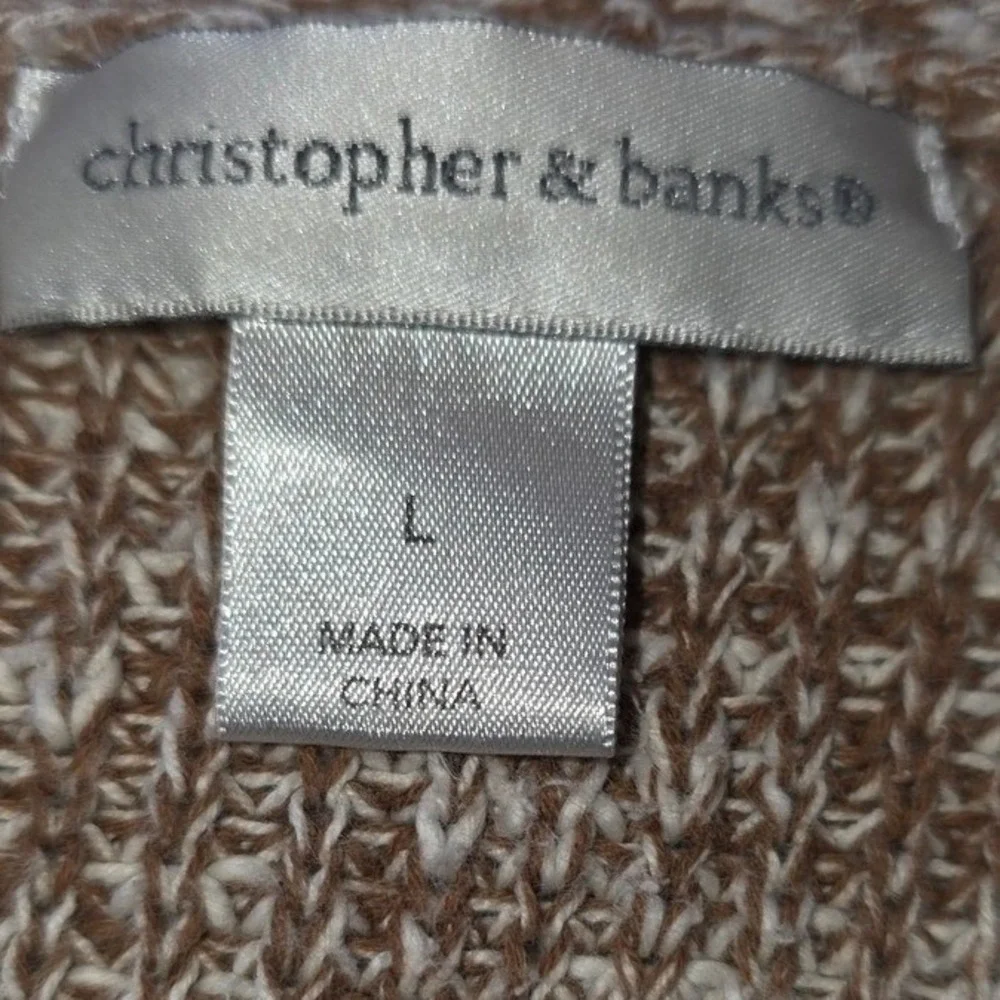 Christopher‎ and Banks Brown /White 100% Cotton Knit Sweater Women's Size  Large